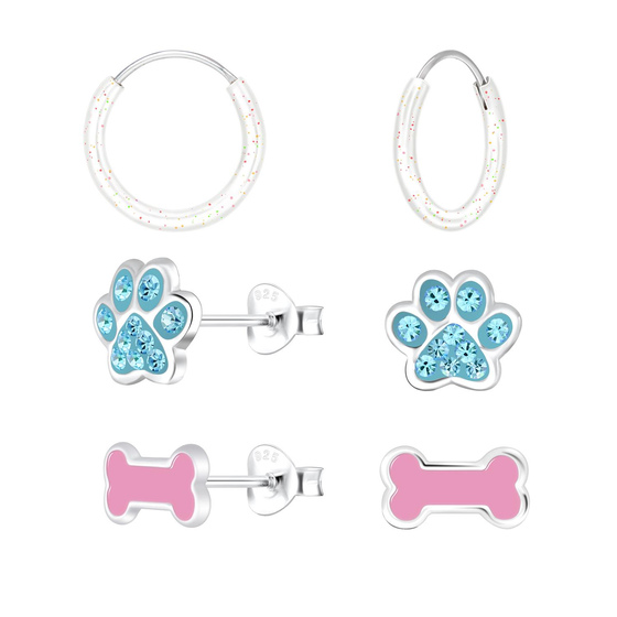 Hundeliebhaber Kinder Ohrringe Set 925 Silber