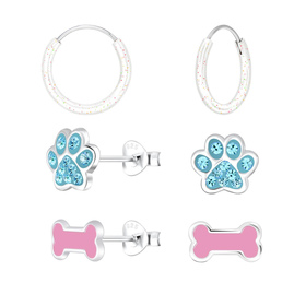 Hundeliebhaber Kinder Ohrringe Set 925 Silber