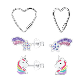 Einhorn Kinder Ohrringe Set 925 Silber