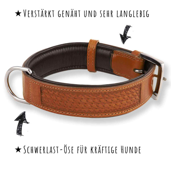 Hundehalsband aus Leder mit Flechtpr�gung
