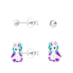 Einhorn Kinder Ohrringe Set 925 Silber