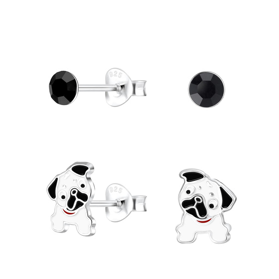 Bulldoggen Kinder Ohrringe Set 925 Silber