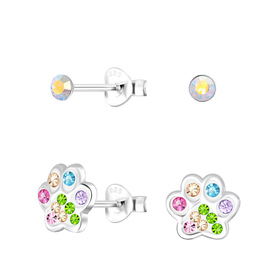 Pfotenabdruck Kinder Ohrringe Set 925 Silber