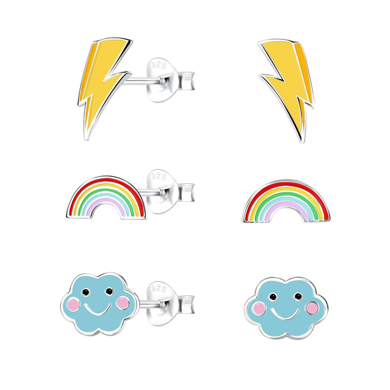 Wolken Kinder Ohrringe Set 925 Silber