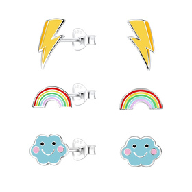 Wolken Kinder Ohrringe Set 925 Silber