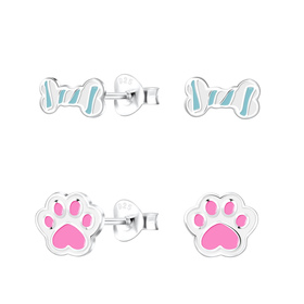 Hundeliebhaber Kinder Ohrringe Set 925 Silber