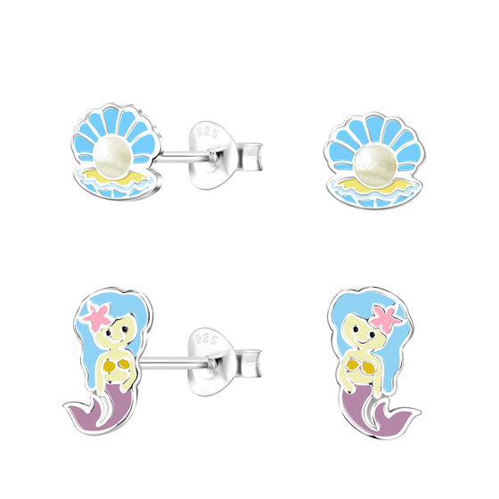 Meeresliebhaber Kinder Ohrringe Set 925 Silber