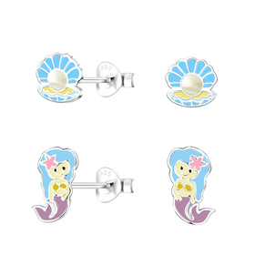 Meeresliebhaber Kinder Ohrringe Set 925 Silber