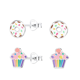 S��igkeiten Kinder Ohrringe Set 925 Silber
