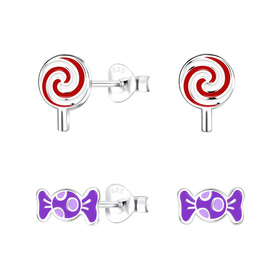 Bonbon Kinder Ohrringe Set 925 Silber