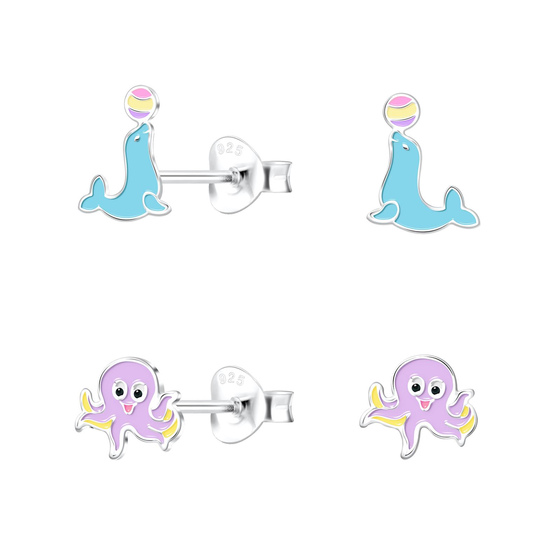 Meeresliebhaber Kinder Ohrringe Set 925 Silber