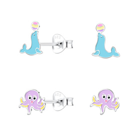 Meeresliebhaber Kinder Ohrringe Set 925 Silber