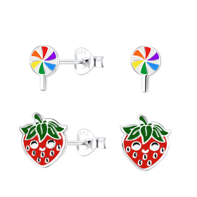 S��igkeiten Kinder Ohrringe Set 925 Silber