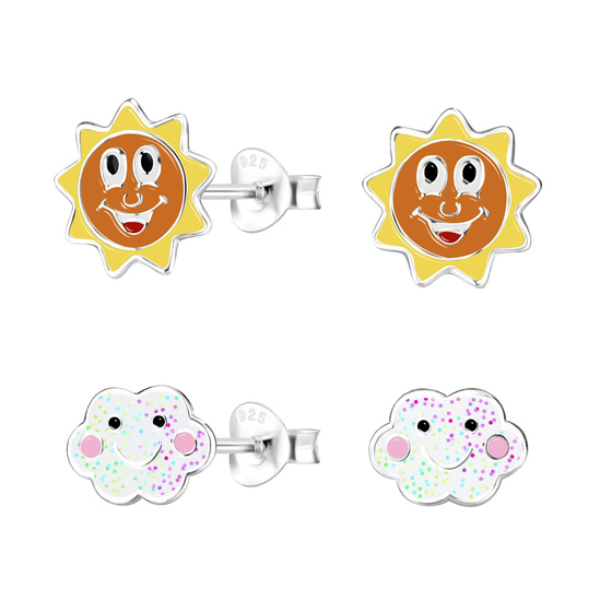 Wolken Kinder Ohrringe Set 925 Silber