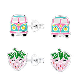 Pink Lover Kinder Ohrringe Set 925 Silber