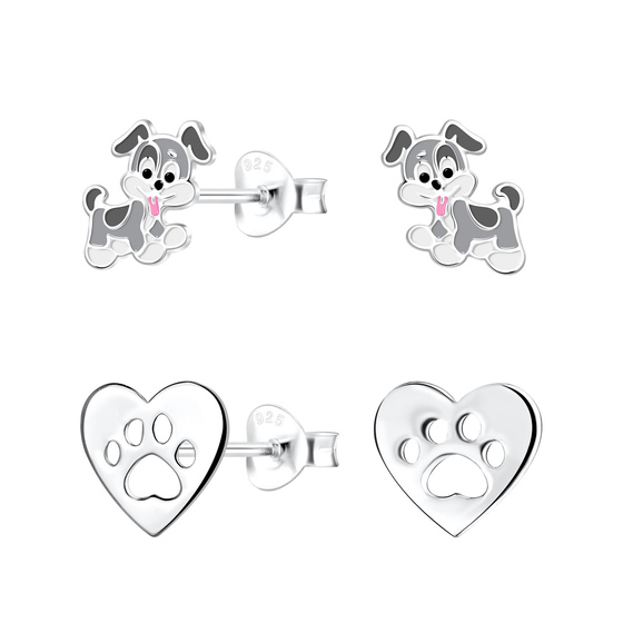 Hundeliebhaber Kinder Ohrringe Set 925 Silber