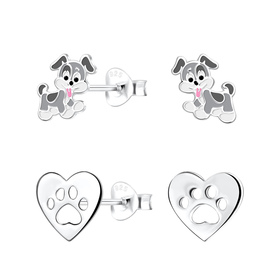 Hundeliebhaber Kinder Ohrringe Set 925 Silber