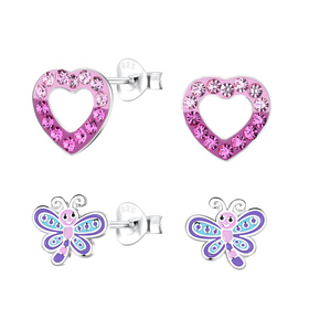 Schmetterling Kinder Ohrringe Set 925 Silber