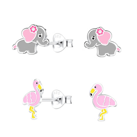 Tier Kinder Ohrringe Set 925 Silber