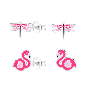 Pink Lover Kinder Ohrringe Set 925 Silber