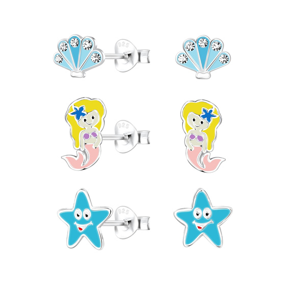 Meeresliebhaber Kinder Ohrringe Set 925 Silber