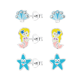 Meeresliebhaber Kinder Ohrringe Set 925 Silber