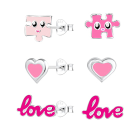 Pink Lover Kinder Ohrringe Set 925 Silber
