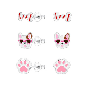 Hundeliebhaber Kinder Ohrringe Set 925 Silber