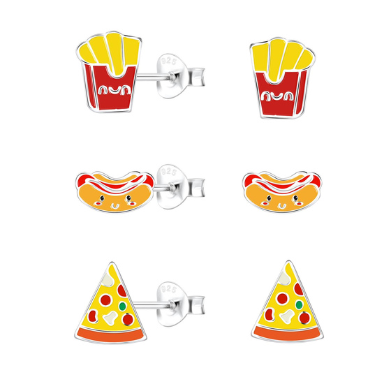 Food Lover Kinder Ohrringe Set 925 Silber