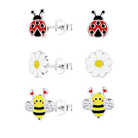 Natur Kinder Ohrringe Set 925 Silber