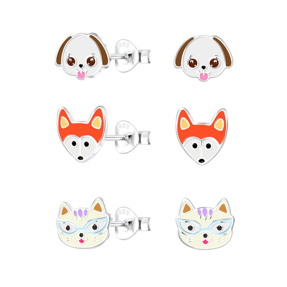 Tierliebhaber Kinder Ohrringe Set 925 Silber