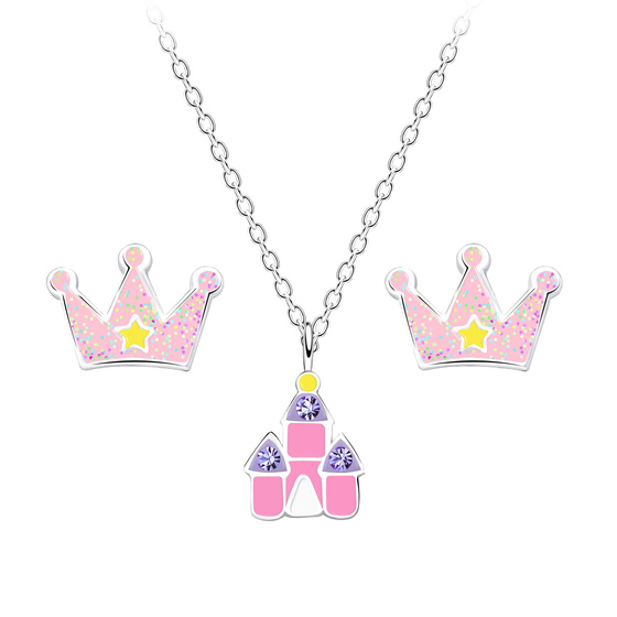 Prinzessin Kinder Halskette Ohrringe Set 925 Silber