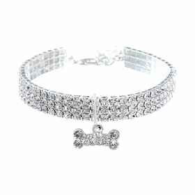 Hundehalsband Katzenhalsband mit Strasssteinchen und...