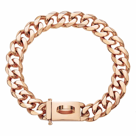 Hundehalsband aus Edelstahl Hundekette Rose-Gold plattiert 19mm breit