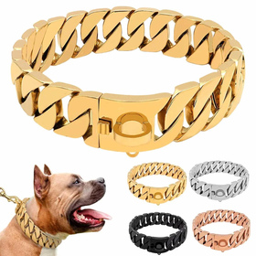 Hundehalsband aus Edelstahl Hundekette Gold plattiert...