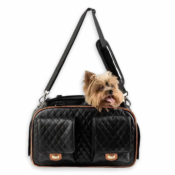 Luxuri�se Transporttasche f�r Hunde & Katzen - schwarz