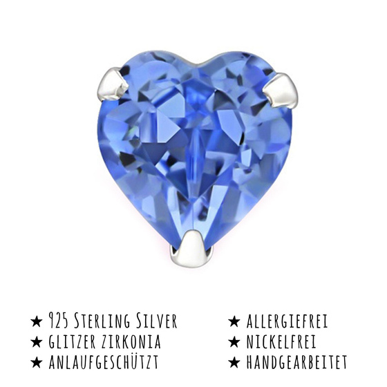 Das Bild mit Beschreibung zeigt Kinder Ohrringe Herz Ohrstecker aus 925 Sterling Silver echt Silber mit 2 Swarovski Kristallen