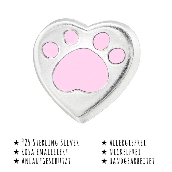 Das Bild mit Beschreibung zeigt Kinder Ohrringe Herzpfoten Ohrstecker aus 925 Sterling Silver echt Silber mit Pfote