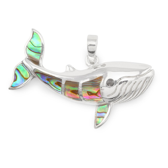Auf dem Bild zu sehen ist ein Damen Anhnger mit einerm Wal Fisch aus 925 Sterling Silver echt Silber mit Perlmutt