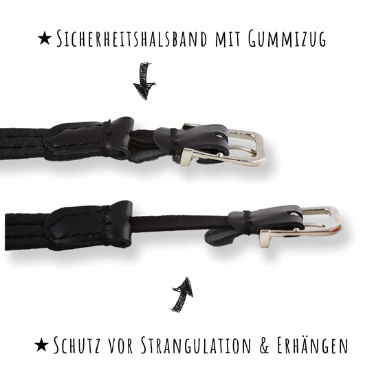 Katzenhalsband aus Leder mit Strasssteinen rot