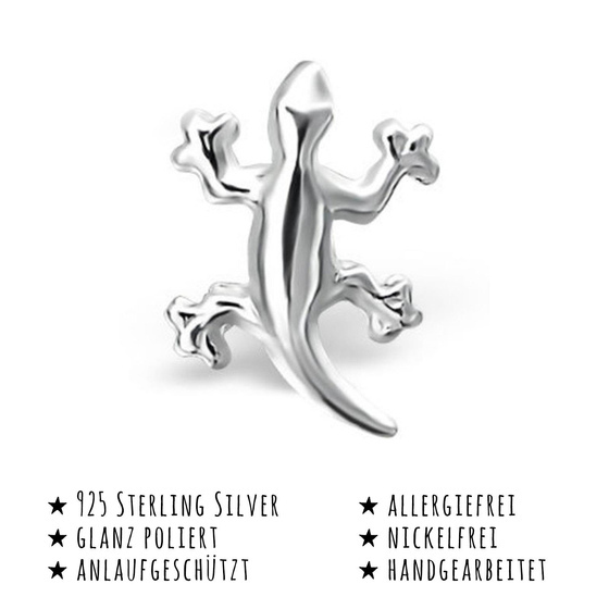 Das Bild mit Beschreibung zeigt Kinder Ohrringe Salamander Gecko Ohrstecker aus 925 Sterling Silver echt Silber