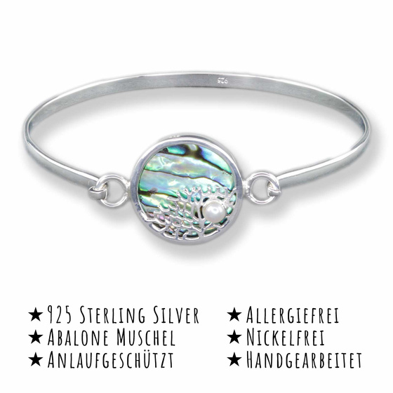 Das Bild mit Beschreibung zeigt ein Maritimer Korallenriff Armreifen aus 925 Sterling Silver echt Silber