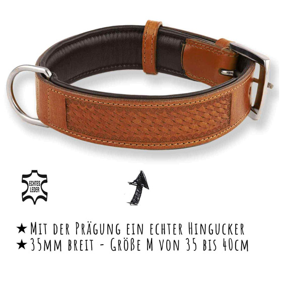 Hundehalsband aus Leder mit Flechtpr�gung