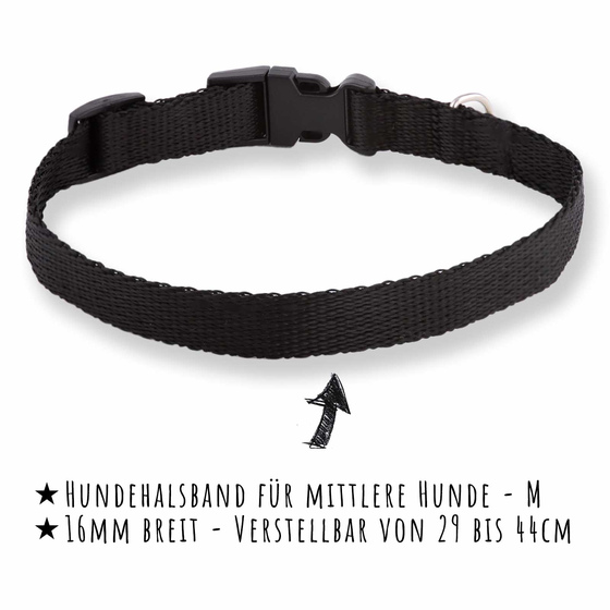Hundehalsband aus Nylon - Verstellbar, Schwarz, fr mittelgroe Hunde