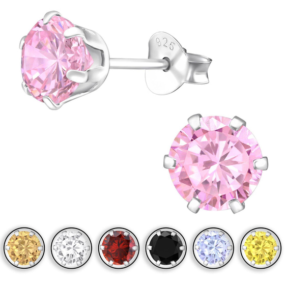 Auf dem Bild zu sehen ist ein Kinder Ohrringe Zirkonia Ohrstecker aus 925 Sterling Silver echt Silber mit 2 Kristallen