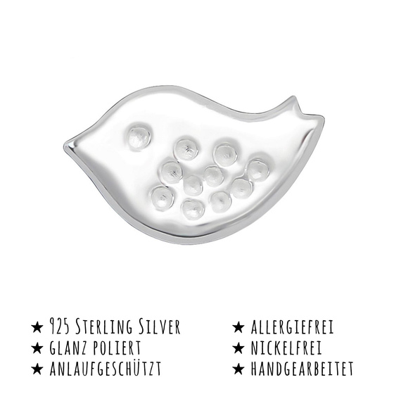 Das Bild mit Beschreibung zeigt Kinder Ohrringe Vogel Ohrstecker aus 925 Sterling Silver echt Silber