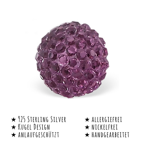 Das Bild mit Beschreibung zeigt Kinder Ohrringe Kugel Ohrstecker aus 925 Sterling Silver echt Silber mit Struktur