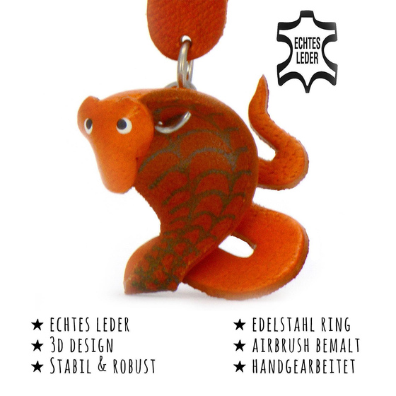 Das Bild mit Beschreibung zeigt eine Schlange aus Leder