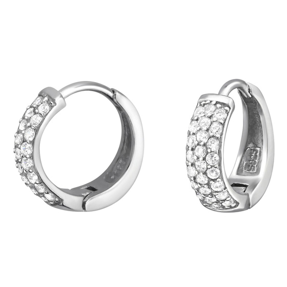 Auf dem Bild zu sehen sind Elegante Damen Ohrringe Creolen aus 925 Sterling Silver echt Silber mit Kristallen