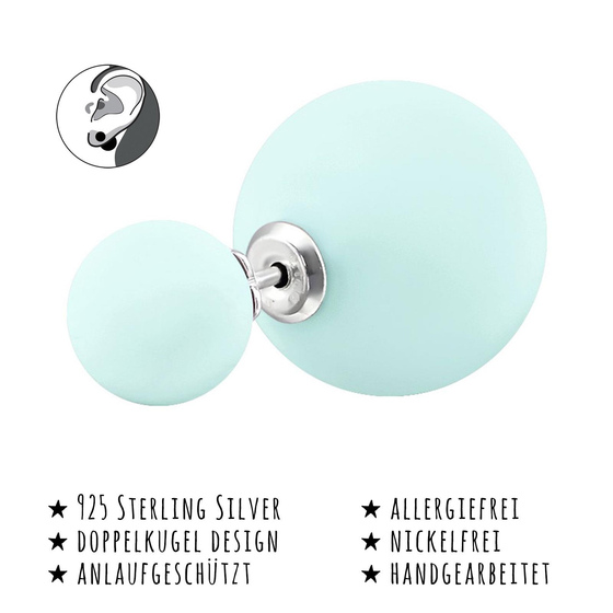 Das Bild mit Beschreibung zeigt Kinder Ohrringe Doppel Ohrstecker aus 925 Sterling Silver echt Silber mit Synthetischer Perle Matt